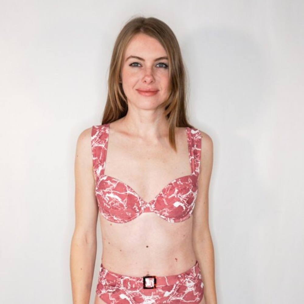 WeWoreWhat Claudia Bikini Top Canyon Rose Marble S